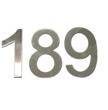 Stick-On House Numbers - No 189 - Stainless Steel - 10cm - Door, Fence, Gate