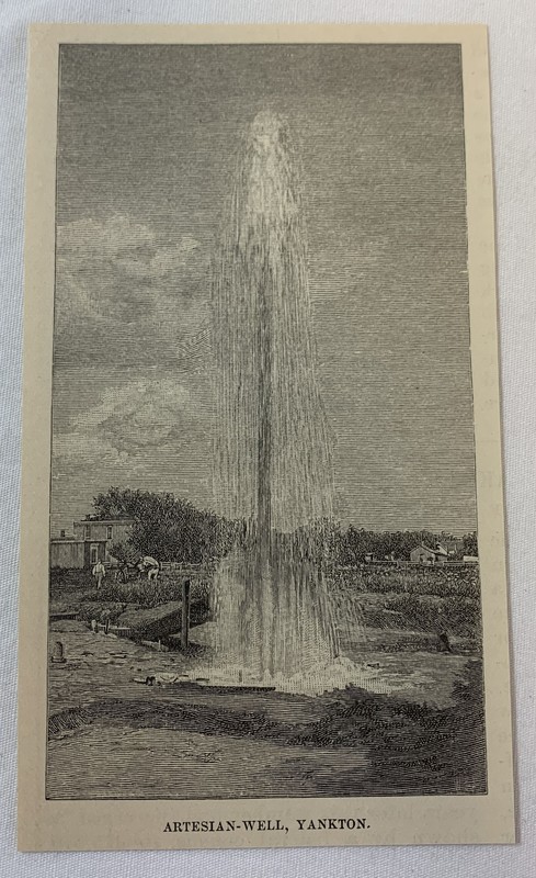 1889 magazine engraving ~ ARTESIAN WELL, YANKTON, Dakota Territory
