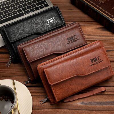 Men Wallets Long Style Card Holder Purse Zipper Large Capacity PU Leather  Wallet UK