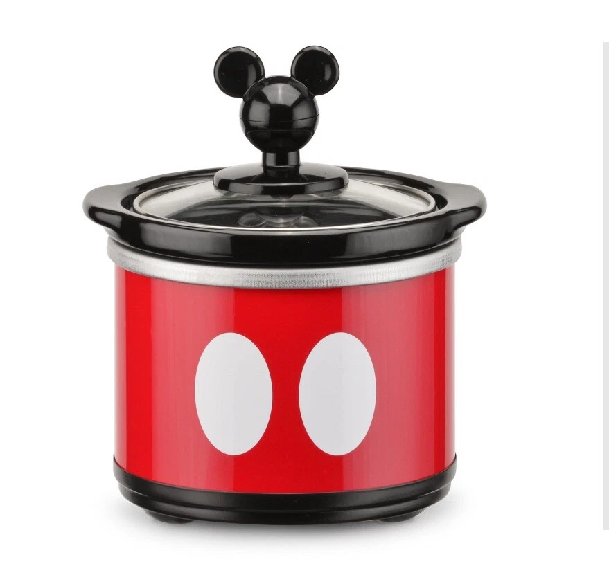 Mickey Mouse de Disney 5 cuartos Olla de cocción lenta y 20 OZ Juego de cazota ovalada roja negra ¡NUEVO EN CAJA! Foto 3 de 4