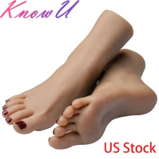 KnowU 1Pair Silicone Feet Model Jewelry Display Female With Bone 23cm Two Color