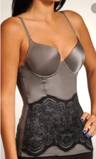 Flexees by Maidenform Women's Pretty Shapewear Lace Front Bustier #1956 Gray NWT