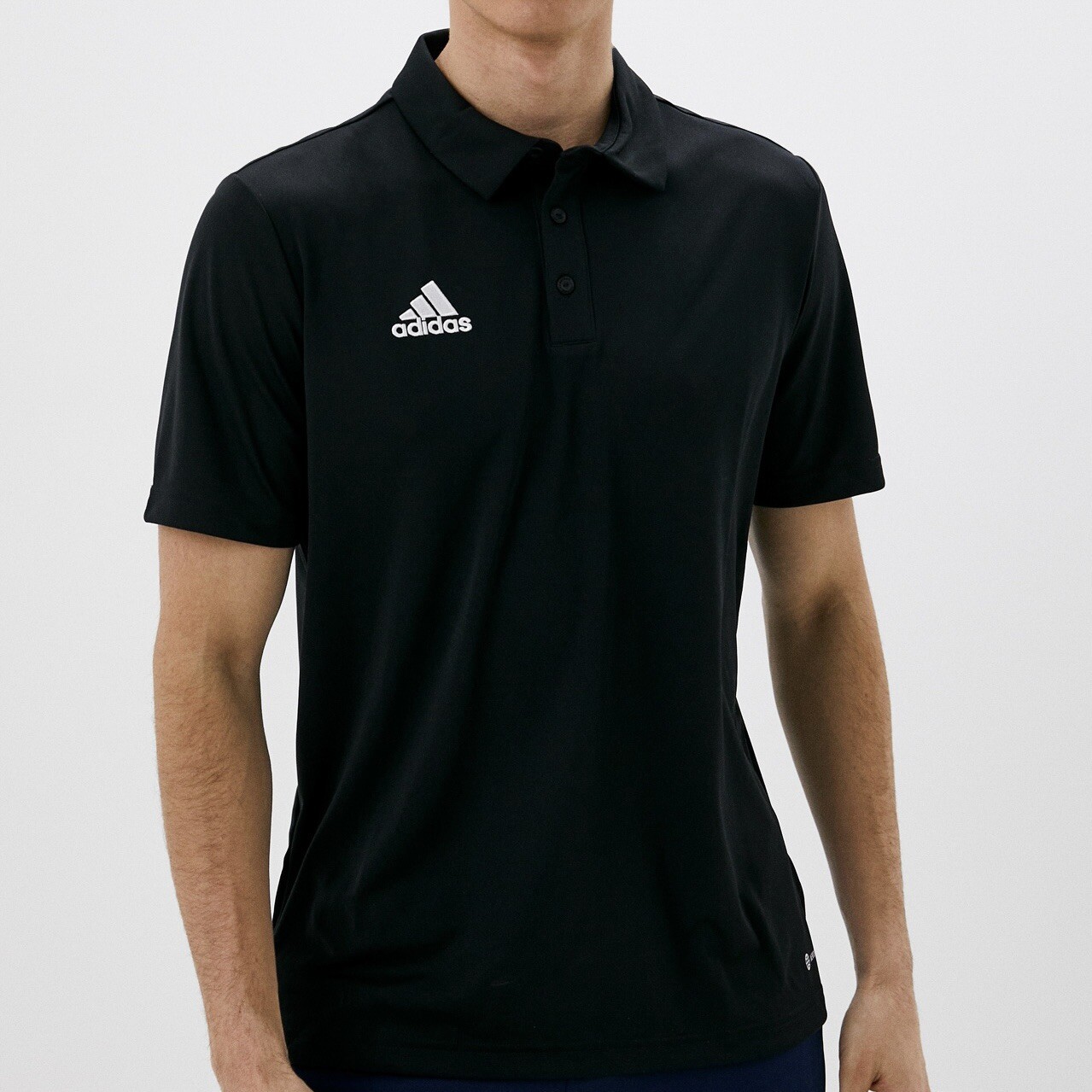 Adidas Entrada 22 Мужской размер S Small Polo Golf Черная рубашка с коротким рукавом #328