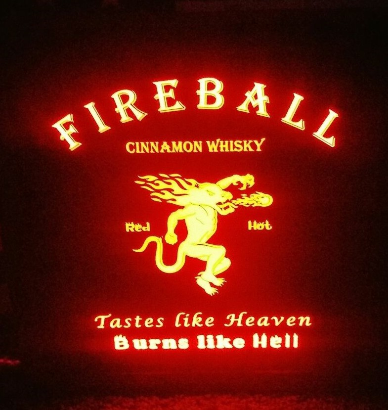 Fireball Whisky LED Sign Personalized, Home bar pub Lighted, man