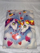 VTG Rare Lisa Frank 2 Pocket Folder Pair Of Unicorns Rainbow Horns  Hearts 1989