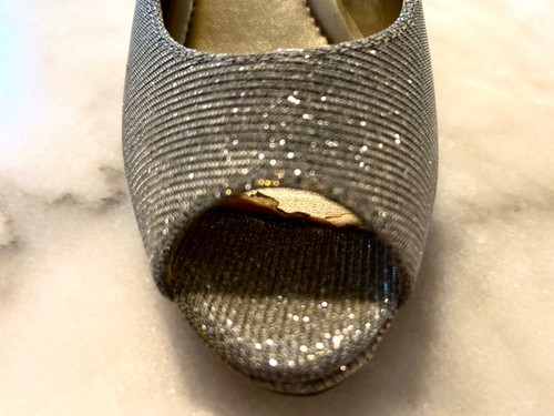 Kelly & Katie Shoe Size 5.5 Ladies Shoes Gold Sparkle High Heel Open Toe - Picture 5 of 7