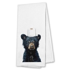 Black Bear Bathroom Hand Towels Wild Animal Black Bear Hand Towels for Bathro...