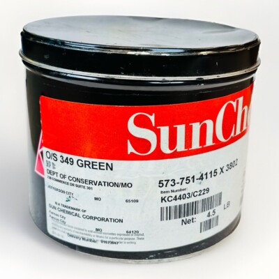 SUN CHEMICAL **GREEN** OFFSET PRINTING INK OIL BASED 2 LBS PANTONE # 349 GREEN
