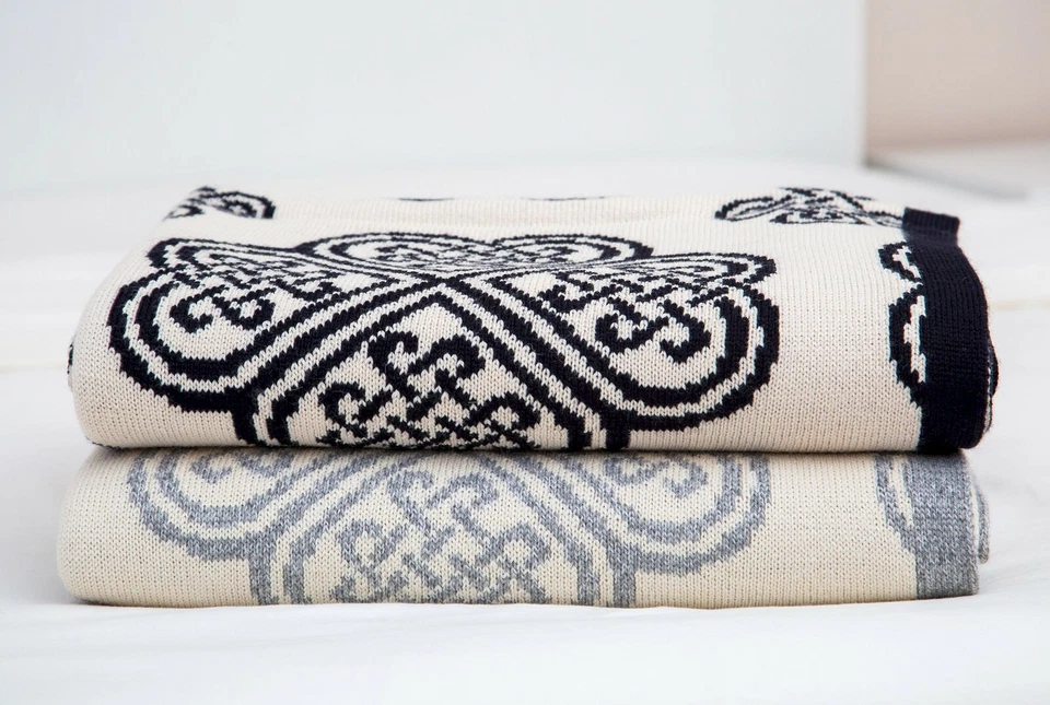 Manta irlandesa SAOL nudo espiral celta mezcla de lana Aran 69 pulgadas x 44 pulgadas Foto 3 de 3