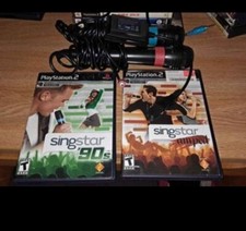 PalayStation 2 PS2 SingStar Bundle W 2 Microphones & 2 Games 90s ,and amped