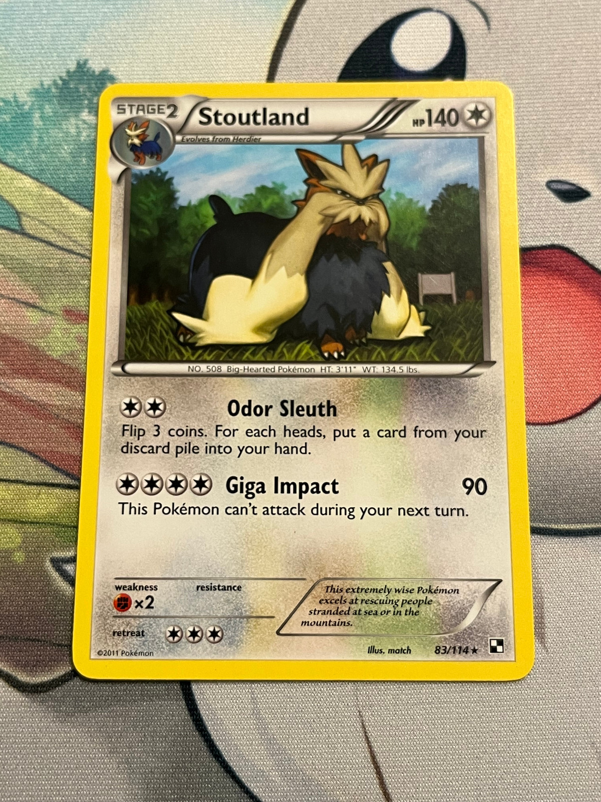 Pokemon Card TCG - Black White Base Set - Stoutland - 83/114 - Rare