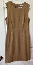 Trina Turk Tan Sz 6 Sheath Dress Fitted Minimalist Business Classic Silk Lined