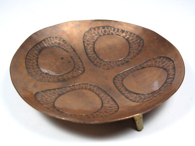 kupfer schale teller mid century design copper bowl plate handarbeit