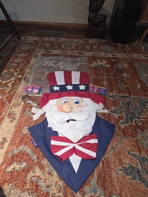 VTG RARE Windsport Ganz Windsock Uncle Sam Flag Yard Decor Nylon USA America 4th