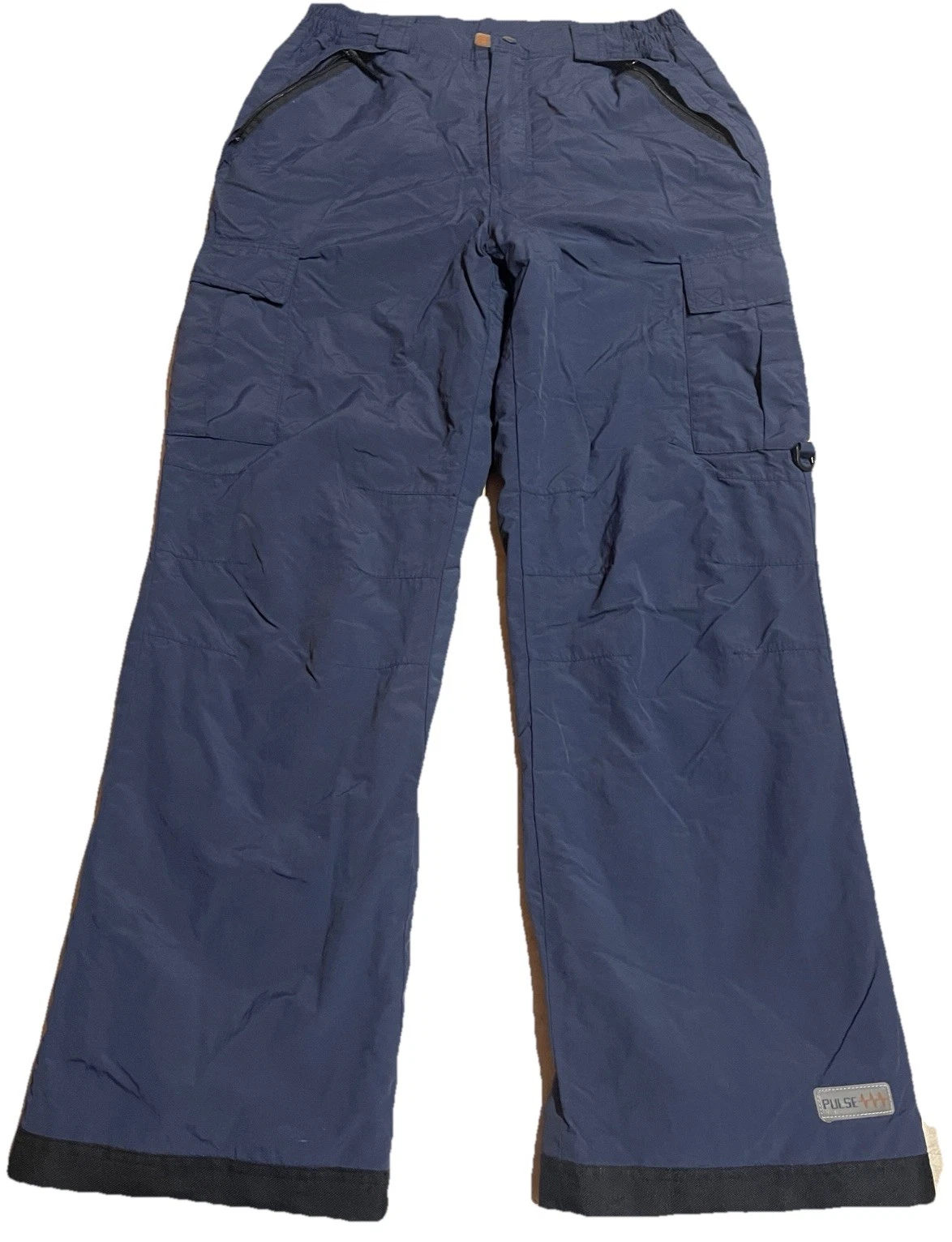 Vintage Pulse Ski Snow Board Pants Men’s L Nylon Navy Blue Winter Outdoor Retro