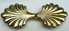 VTG Gold Fan Shell Scallop Belt Buckle 2pc Clasp Womens 70s 80s 90s Fashion Y2K