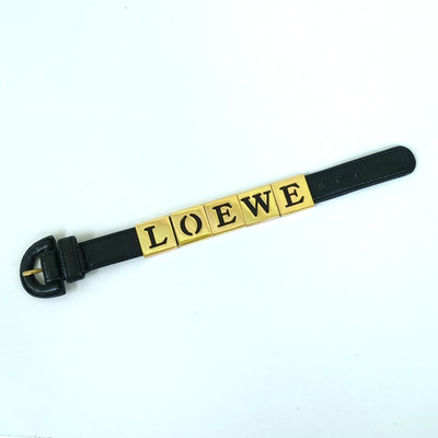 LOEWE Leder Würfel Bettelarmband Schwarz Gold Metall Made in Spain Damen Gebr...