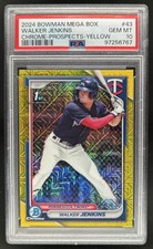 2024 Bowman Mega Box Walker Jenkins Chrome 1st Mojo Yellow Refractor #/75 PSA 10