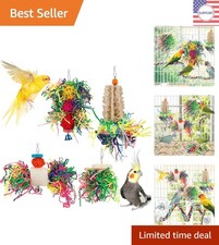 Safe & Stimulating Chewing Toy with Rope Perch for Budgies and Lovebirds