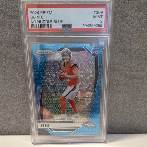 Panini 2024 Prizm No Huddle Blue Bo Nix #309 PSA 9 Rookie /99 Denver Broncos NFL