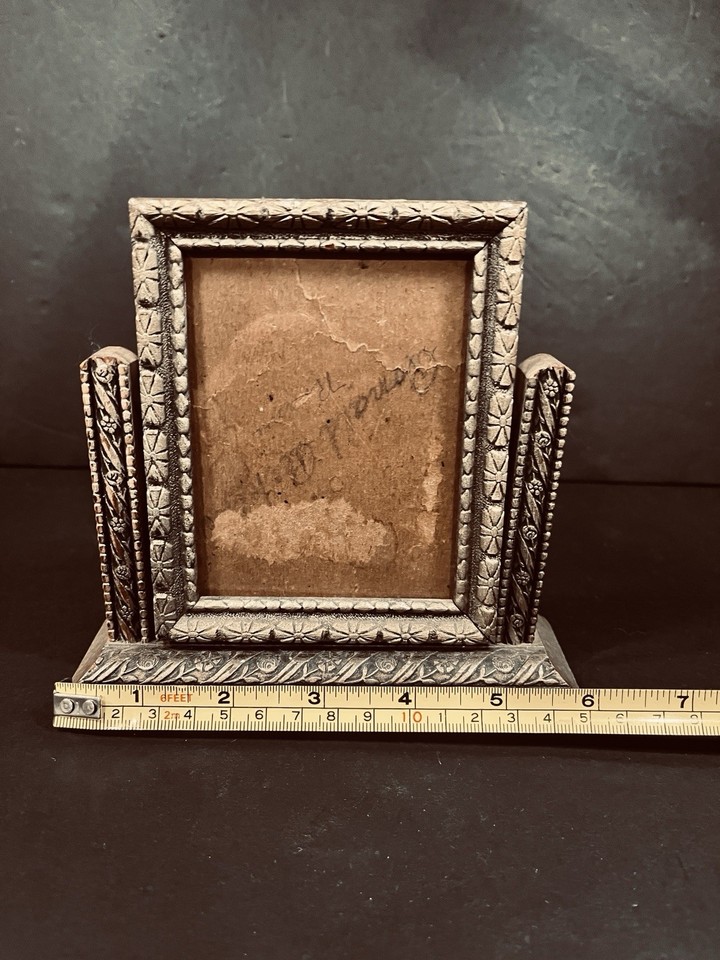 Vtg Antique Art Deco Wood Picture Frame Tilt Swivel Glass Panel Gold ...