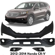 Front Bumper Cover Fascia & Fog Light Assembly Kit For 2012-2014 Honda CR-V