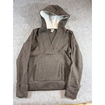 VTG 90s Nike ACG Hoodie Women Large Brown Sherpa Fleece Pullover Sweatshirt Cozy
