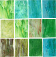 10 Sheets Variety Stained Glass Sheets Pack, 4 x 6 inch Large Cathedral Glass Mo