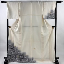 JAPANESE KIMONO TSUKESAGE CREAM 171cm 5 ft 7 in PURE SILK B2367