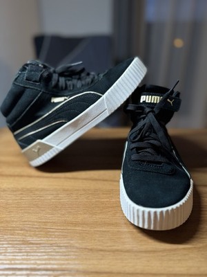 Puma Suede Mid Women s Sneakers Black/Gold   Size 36 (EU)   Excellent Condition