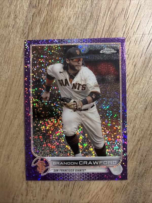 Brandon Crawford 2022 Topps Chrome #115 Purple Speckle Refractor /299 Giants