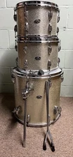 1970’s Slingerland 2 RACK, 1 FLOOR Toms /12” 13” 16”/SILVER SPARKLE/All Original