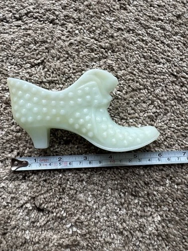 Fenton Yellow Satin Glass Shoe