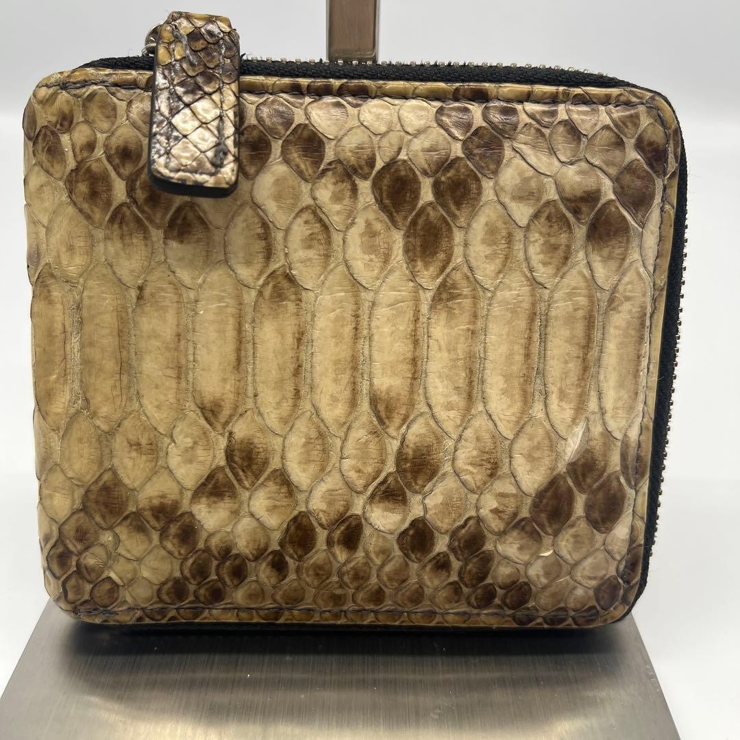 GODANE Diamond Python leather Round zipper fold w… - image 2