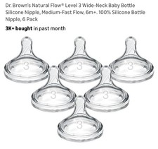 Dr Browns Level 3 Flow Niples 6 Pack Wide Neck WN3601-WEB Natural Flow