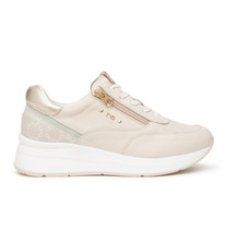 SNEAKERS ZEPPA NEROGIARDINI DONNA PELLE COLORE BIANCO LATTE CON ZIP ART. 615190