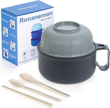 Large Ramen Bowl, Ramen Noodle Bowls Microwavable, Ramen Cooker with Strainer, M