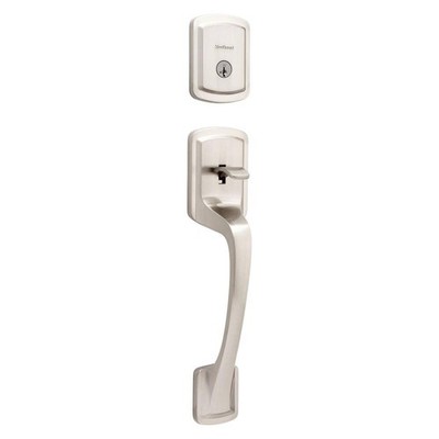 Kwikset Prague Satin Nickel Single Cylinder Entry Door Handleset w/Round Pismo