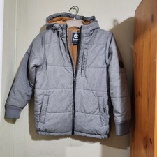 Timberland Kids Light Gray Hooded Puffer Coat Used Good Conditions