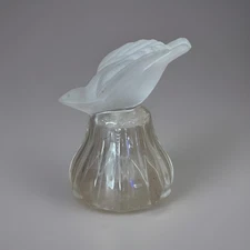 Vintage Emson 24% Lead Crystal Dinner Bell Frosted Dove Bird Made In Taiwan