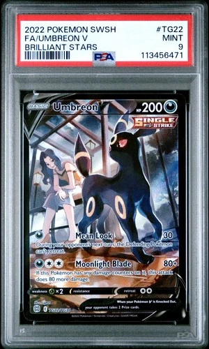 2022 POKEMON SWORD & SHIELD BRILLIANT STARS #TG22 FULL ART/UMBREON V PSA 9