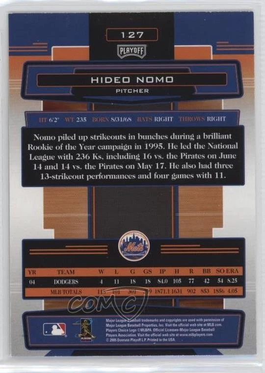 2005 Playoff Absolute Memorabilia Hideo Nomo #127 - Image 2 of 2