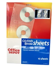 Office Depot Brand CD/DVD Binder Pages, Clear, Pack Of 10 Sheets