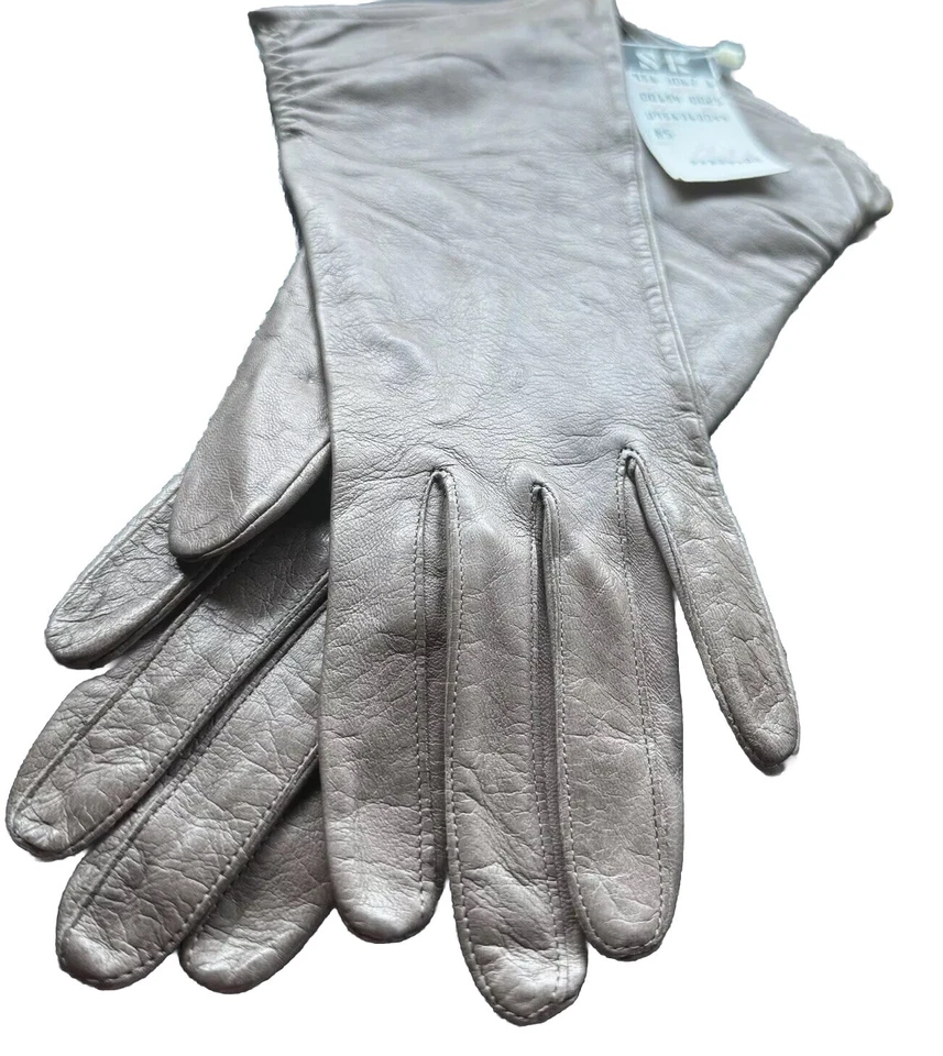 NUEVO CON ETIQUETAS Guantes De Colección Bronceados Claros/Cervatillo Cuero Genuino Gamuza Forrados Para Mujer Talla 7 Foto 2 de 4