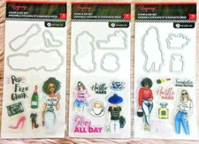 Lot of 3 Rongrong Stamp & Die Sets by Hampton Art Rong Rong Stamps NEW!