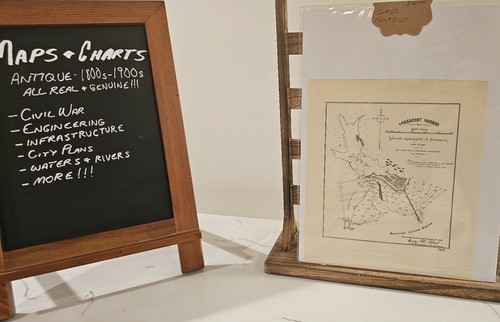 Antique 1893 map of Greenpoint Harbor, N.Y., showing work in progress, 8x9 in - Picture 4 of 4