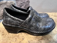 BOC Womens “PEGGY” Clogs Nurse Shoes Gray Croc Emboss Slip On Size 7.5 EX COND