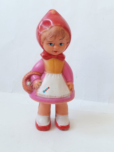 Bambola cigolante vintage con cappuccio rosso in gomma degli anni '70 - Foto 3 di 6