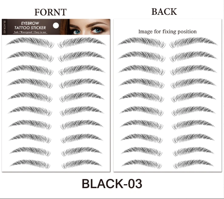 Set of 20 - Waterproof 6D Eyebrows Tattoo Stickers Hair-like Makeup Long Last - Image 3 of 4