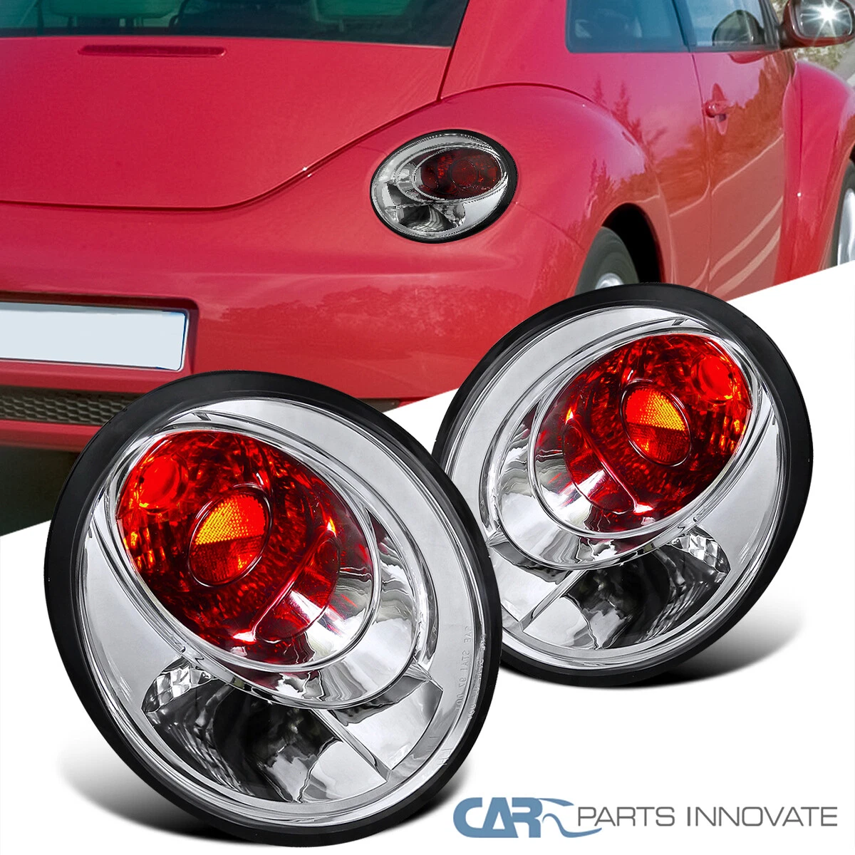 1998-2005 Volkswagen VW Beetle Black Euro Rear Brake Tail Lights Pair